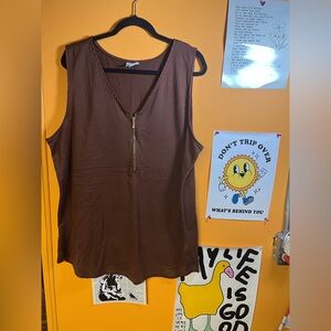 LuLaRoe Brown Tank Top with Zipper